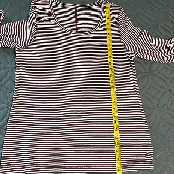 Talbots Large Burgundy Stripe Cotton Long Sleeve T-shirt - Picture 11 of 11